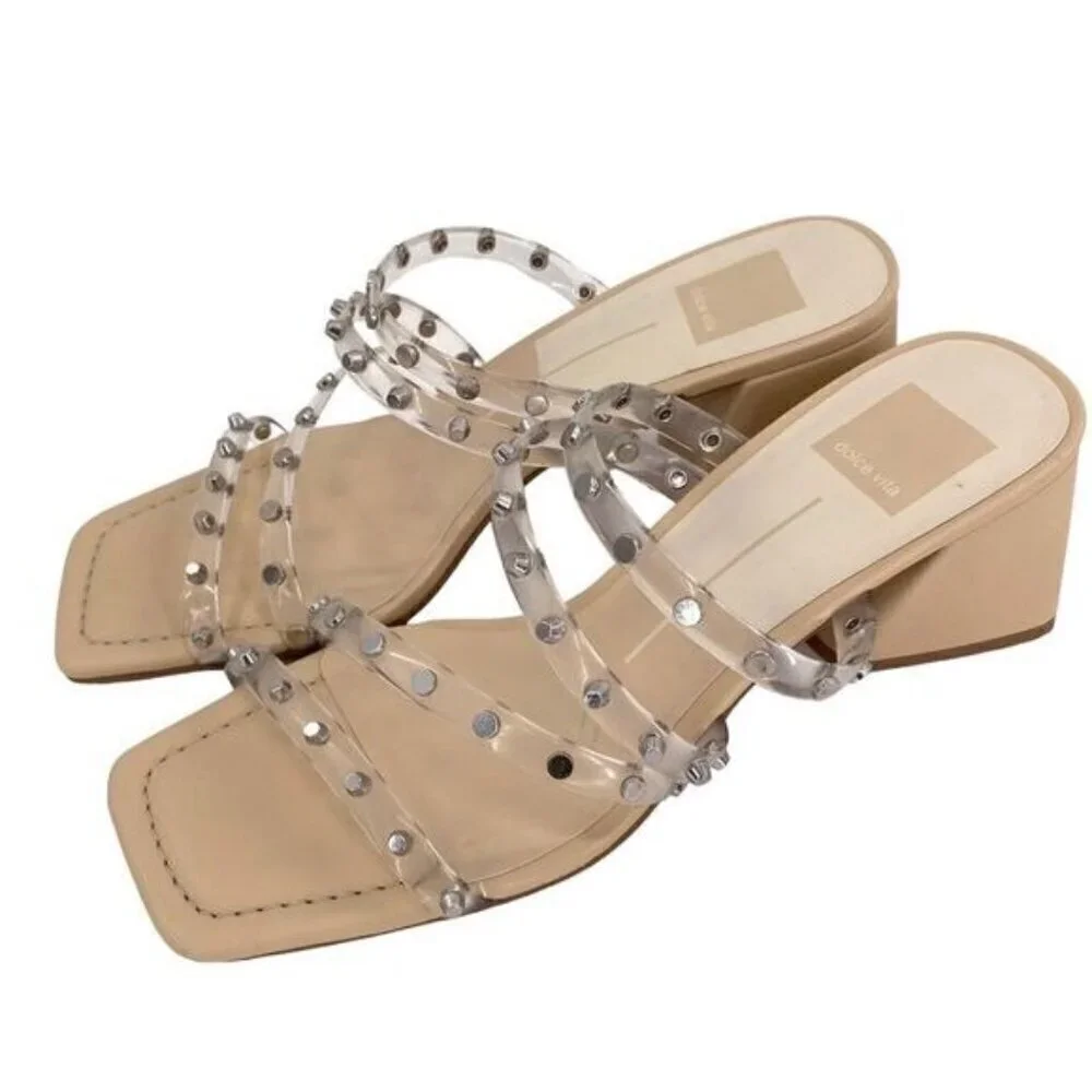 Dolce Vita Marie Strappy Heeled Sandals Crystal Vinyl